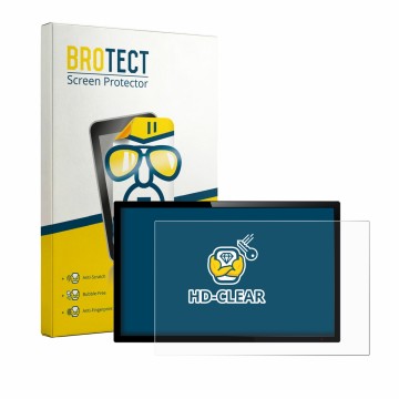 Parte frontal de un envase de producto con el logotipo de la marca BROTECT. Al lado se muestra el dispositivo con su protector
