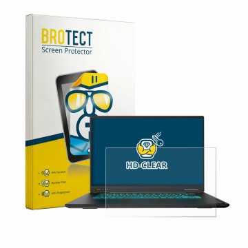 Vorderseite einer Produktverpackung mit dem Markenlogo BROTECT. Daneben ist das Gerät Gigabyte Gaming A16 GA63H mit dem zugehö