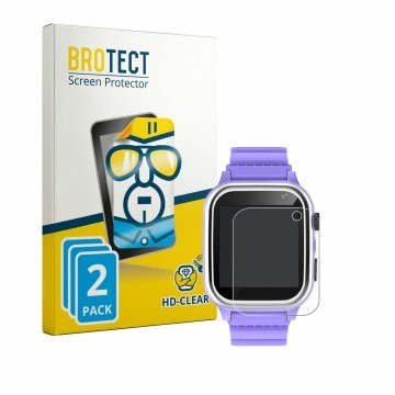 Vorderseite einer Produktverpackung mit dem Markenlogo BROTECT. Daneben ist das Gerät kaacly Kids Smartwatch 1.44