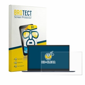 Parte frontal de un envase de producto con el logotipo de la marca BROTECT. Al lado se muestra el dispositivo ASUS Vivobook 15