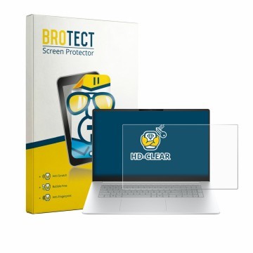Parte frontal de un envase de producto con el logotipo de la marca BROTECT. Al lado se muestra el dispositivo HP OmniBook 3 17
