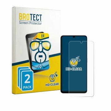Parte frontal de un envase de producto con el logotipo de la marca BROTECT. Al lado se muestra el dispositivo ZTE Blade A36 co