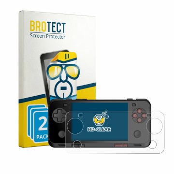 Parte frontale di una confezione del prodotto con il logo del marchio BROTECT. Accanto è raffigurato il dispositivo Ayaneo Poc