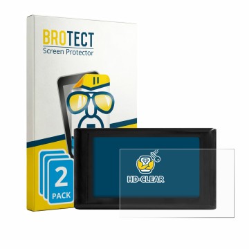 Parte frontal de un envase de producto con el logotipo de la marca BROTECT. Al lado se muestra el dispositivo Luocute S966 con