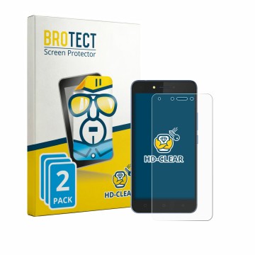 Front side of a product packaging with the brand logo BROTECT. Next to it is the device Tecno Pouvoir 1 shown with the corresp