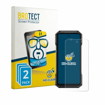 Vorderseite einer Produktverpackung mit dem Markenlogo BROTECT. Daneben ist das Gerät Ulefone Armor 27T Pro Plus mit dem zugeh