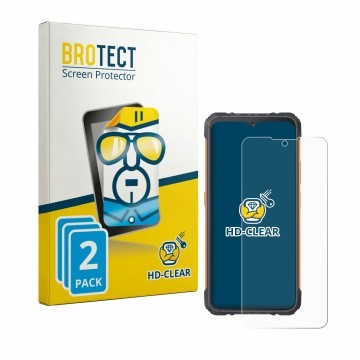 Front side of a product packaging with the brand logo BROTECT. Next to it is the device Cubot KingKong Ace 5 shown with the co
