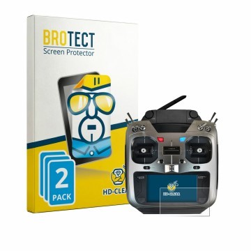 Front side of a product packaging with the brand logo BROTECT. Next to it is the device Robbe Futaba T16IZ Super shown with th