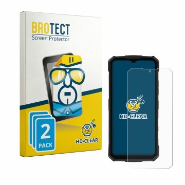 Parte frontal de un envase de producto con el logotipo de la marca BROTECT. Al lado se muestra el dispositivo Doogee Fire 5 Pr
