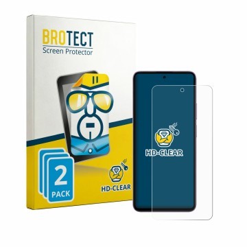 Parte frontal de un envase de producto con el logotipo de la marca BROTECT. Al lado se muestra el dispositivo HMD Crest 2 con 
