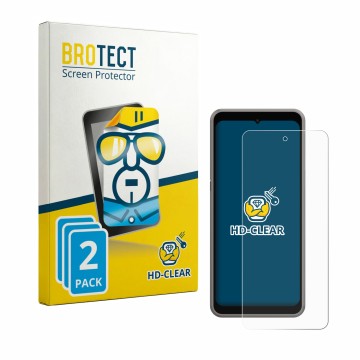 Face avant d’un emballage produit avec le logo de la marque BROTECT. À côté, l’appareil ingenico Axium NX8 est représenté avec