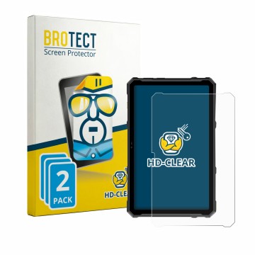Parte frontal de un envase de producto con el logotipo de la marca BROTECT. Al lado se muestra el dispositivo Ulefone Armor Pa
