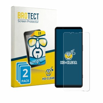 Parte frontale di una confezione del prodotto con il logo del marchio BROTECT. Accanto è raffigurato il dispositivo Sony Xperi
