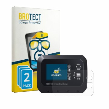 Vorderseite einer Produktverpackung mit dem Markenlogo BROTECT. Daneben ist das Gerät SkyRc Q100 Neo mit dem zugehörigen Displ