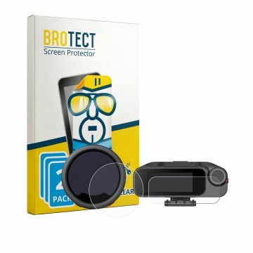 Vorderseite einer Produktverpackung mit dem Markenlogo BROTECT. Daneben ist das Gerät Insta360 Mic Pro TX + RX mit dem zugehör