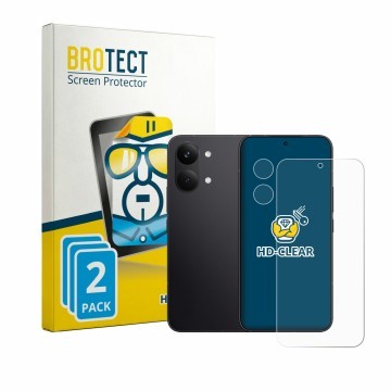 Parte frontal de un envase de producto con el logotipo de la marca BROTECT. Al lado se muestra el dispositivo Xiaomi Poco X8 P