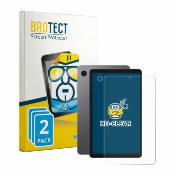 Face avant d’un emballage produit avec le logo de la marque BROTECT. À côté, l’appareil Samsung Galaxy Tab A11 8.7