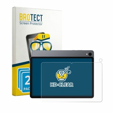 Face avant d’un emballage produit avec le logo de la marque BROTECT. À côté, l’appareil Samsung Galaxy Tab S11 (Avant+Caméra) 