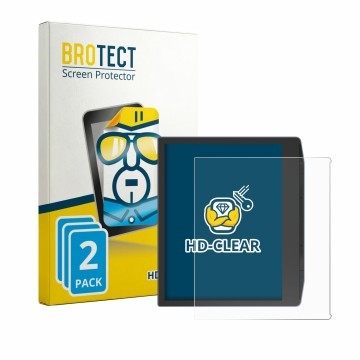 Parte frontal de un envase de producto con el logotipo de la marca BROTECT. Al lado se muestra el dispositivo PocketBook Era L