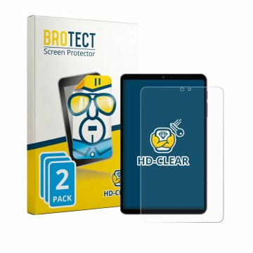 Front side of a product packaging with the brand logo BROTECT. Next to it is the device Alldocube iPlay 80 mini Pro shown with