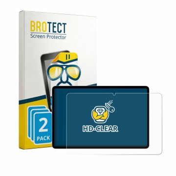 Front side of a product packaging with the brand logo BROTECT. Next to it is the device Honor Pad 20 shown with the correspond