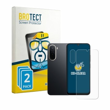 Front side of a product packaging with the brand logo BROTECT. Next to it is the device Xiaomi Redmi A7 Pro (Front+Camera) sho