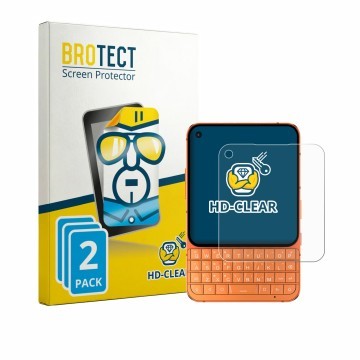 Parte frontale di una confezione del prodotto con il logo del marchio BROTECT. Accanto è raffigurato il dispositivo Unihertz T