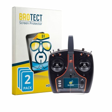 Face avant d’un emballage produit avec le logo de la marque BROTECT. À côté, l’appareil Spektrum NX7e Plus est représenté avec