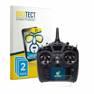 Face avant d’un emballage produit avec le logo de la marque BROTECT. À côté, l’appareil Spektrum NX8 Plus est représenté avec 