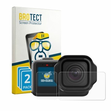 Face avant d’un emballage produit avec le logo de la marque BROTECT. À côté, l’appareil GoPro Mission 1 Pro est représenté ave