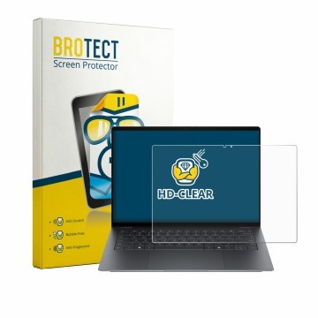 Parte frontal de un envase de producto con el logotipo de la marca BROTECT. Al lado se muestra el dispositivo HP OmniBook Ultr