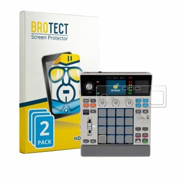 Vorderseite einer Produktverpackung mit dem Markenlogo BROTECT. Daneben ist das Gerät Akai MPC Sample mit dem zugehörigen Disp