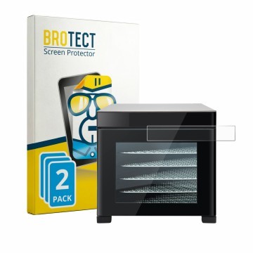 Front side of a product packaging with the brand logo BROTECT. Next to it is the device Cosori CP267-FD shown with the corresp