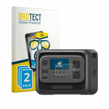 Parte frontal de un envase de producto con el logotipo de la marca BROTECT. Al lado se muestra el dispositivo Bluetti Elite 30