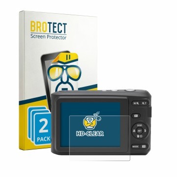 Vorderseite einer Produktverpackung mit dem Markenlogo BROTECT. Daneben ist das Gerät Kodak Pixpro FZ45 mit dem zugehörigen Di