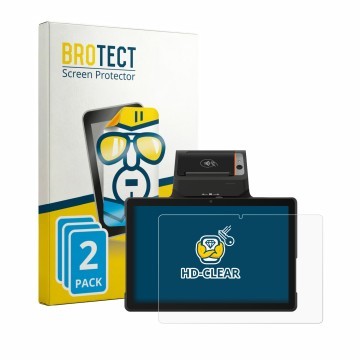 Parte frontale di una confezione del prodotto con il logo del marchio BROTECT. Accanto è raffigurato il dispositivo Sunmi P3 M