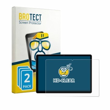 Face avant d’un emballage produit avec le logo de la marque BROTECT. À côté, l’appareil Juno Tab 4 10.5