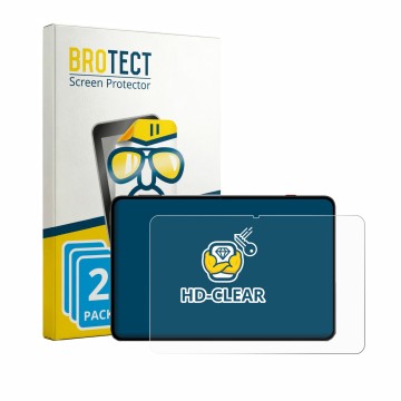 Front side of a product packaging with the brand logo BROTECT. Next to it is the device RedMagic Astra 2 shown with the corres