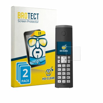 Vorderseite einer Produktverpackung mit dem Markenlogo BROTECT. Daneben ist das Gerät Panasonic KX-TGK220 mit dem zugehörigen 