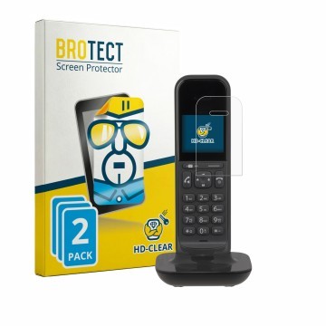 Front side of a product packaging with the brand logo BROTECT. Next to it is the device Gigaset CL390 shown with the correspon