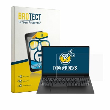 Parte frontal de un envase de producto con el logotipo de la marca BROTECT. Al lado se muestra el dispositivo Lenovo V15 7915 