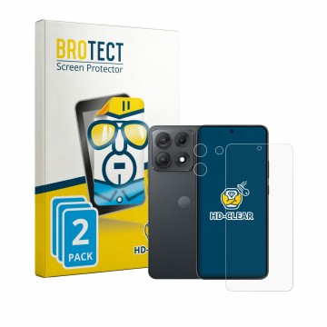 Parte frontal de un envase de producto con el logotipo de la marca BROTECT. Al lado se muestra el dispositivo Motorola Edge 70