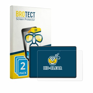 Front side of a product packaging with the brand logo BROTECT. Next to it is the device ASUS Pad T3201 shown with the correspo