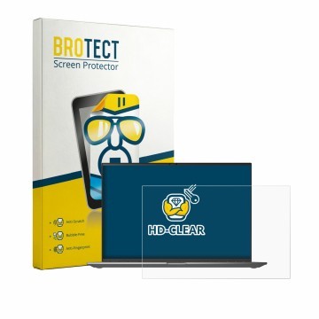 Parte frontal de un envase de producto con el logotipo de la marca BROTECT. Al lado se muestra el dispositivo LG gram 16Z90TL-
