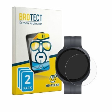Face avant d’un emballage produit avec le logo de la marque BROTECT. À côté, l’appareil Samsung Galaxy Watch 9 (44 mm) est rep