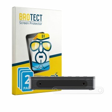 Parte frontal de un envase de producto con el logotipo de la marca BROTECT. Al lado se muestra el dispositivo FiiO DM13 BT con