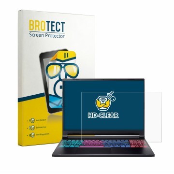 Parte frontal de un envase de producto con el logotipo de la marca BROTECT. Al lado se muestra el dispositivo Acer Nitro V16S 