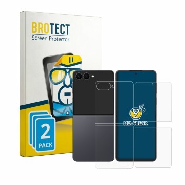Vorderseite einer Produktverpackung mit dem Markenlogo BROTECT. Daneben ist das Gerät Samsung Galaxy Z Flip 8 (Display+Rücksei