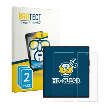 Parte frontal de un envase de producto con el logotipo de la marca BROTECT. Al lado se muestra el dispositivo Samsung Galaxy Z