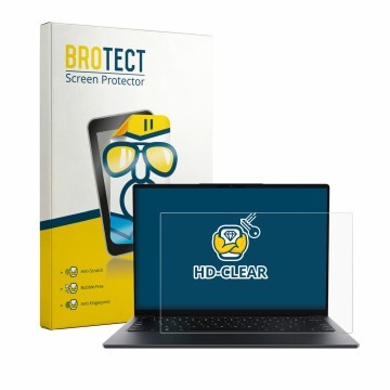 Face avant d’un emballage produit avec le logo de la marque BROTECT. À côté, l’appareil Chuwi UniBook est représenté avec la p